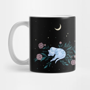 Cat Dreaming of Moon Mug